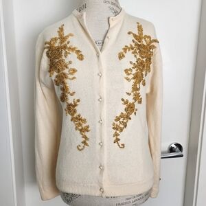 60s Lambswool Beaded Cardigan